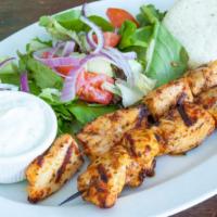 Chicken Breast BBQ Plate · Served with choice of side and salad mix with house dressing.