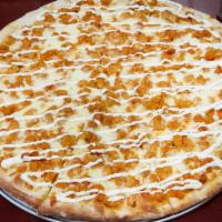 Buffalo Chicken Pizza · Homemade fried Buffalo chicken, mozzarella cheese with Ranch or Blue cheese dressings on the...