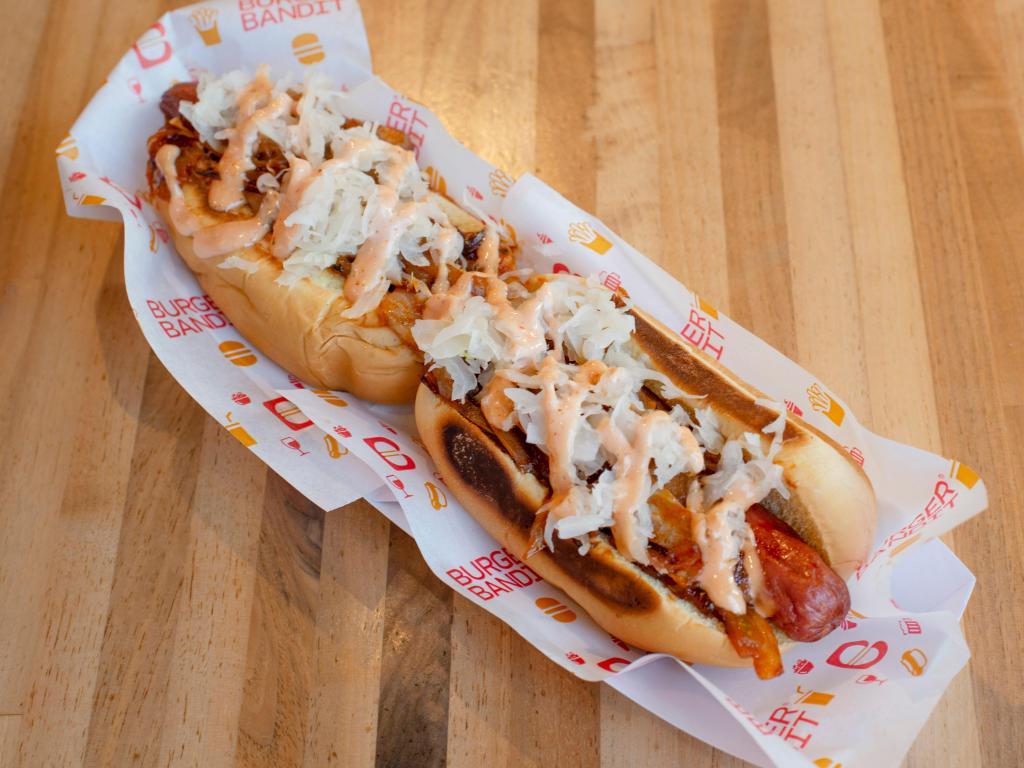 Bandit Hot Dog · Boardwalk sauerkraut, onions, and Bandit sauce.