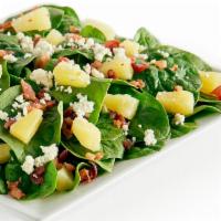 Spinach Pineapple Salad · Spinach, bacon, Gorgonzola cheese, pineapple and your choice of dressing.