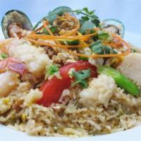 Ocean Avocado Fried Rice · Fried rice with shrimp, scallops, calamari, mussels, crab meat and avocado. Meat choice is a...