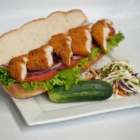 Chicken Schnitzel · Served with choice of green salad or french fries.