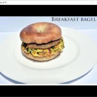 BREAKFAST BAGEL (most popular) · Egg, Sausage patty, Spinach and Cheese.