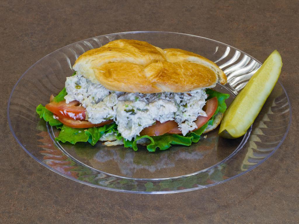 Chicken Salad Sandwich · Homemade chicken salad, lettuce and tomato on fresh croissant.