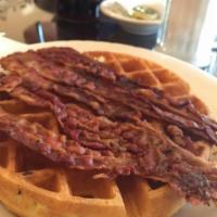 Waffles Combo · 2 eggs and choice of bacon, ham or sausage.