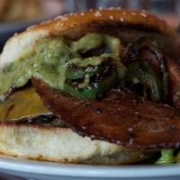 Jala Burger Lunch · Bacon, cheddar, jalapeno and avocado tomatillo salsa. Served with choice of fries, soup or h...
