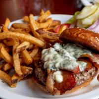 Bacon Bleu Cheeseburger Lunch · Served with choice of fries, soup or house salad. 1/3 lb. all natural beef cooked to order a...