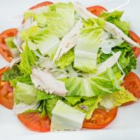 19. Chicken Salad · Boneless chicken tossed with fresh romaine lettuce, onions and tomatoes in house vinaigrette...
