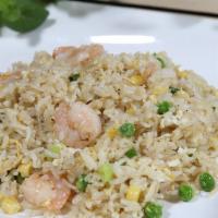 Fried Rice Rice Plate · Choice of chicken, pork, or shrimp, onions, green peas, corn and eggs.  Rice plates (com pha...