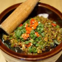 Century Egg and Cold Eggplant 皮蛋辣椒擂茄子 · 