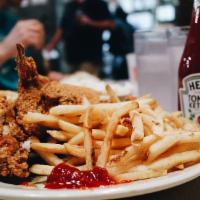 Chicken and Fries  · Our famous hand tossed, hand breaded antibiotic and hormone free fried chicken served with f...