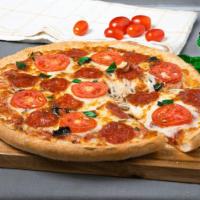 Margarita Pepperoni · Sarpino's traditional pan pizza baked to perfection and topped with freshly sliced pepperoni...