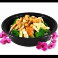 Cashew and Veggie Delight · Stir fried, brown sauce, cashew nut, broccoli, snow pea, carrots, water chestnuts, onion, an...