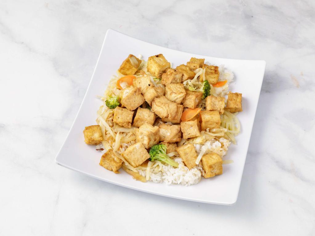 T3. Tofu Teriyaki · Served with mixed vegetables and white rice.