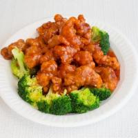 57. General Tso's Chicken 左宗鸡 · Served with white rice. Hot and spicy. 