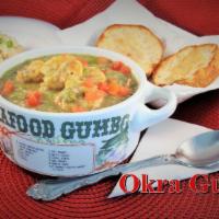 Okra Gumbo and Brown Rice · Shrimp, turkey sausage and chicken. Served with fresh garlic and olive oil dinner rolls.