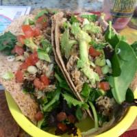 Crab Cake Tacos  · Our famous crab cakes served on 8 inch taco shells (they are huge) with spring mix, green on...