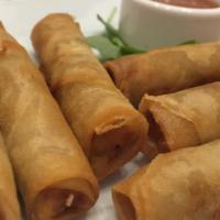 Lumpias · Pork filled crispy filipino spring rolls.