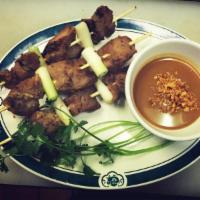 A9. Gà Nướng Sate · Chicken sate (spicy or mild). Served with peanut sauce.