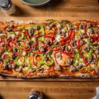 The Chicago (Lg) · Italian sausage, red and green peppers, tomato sauce