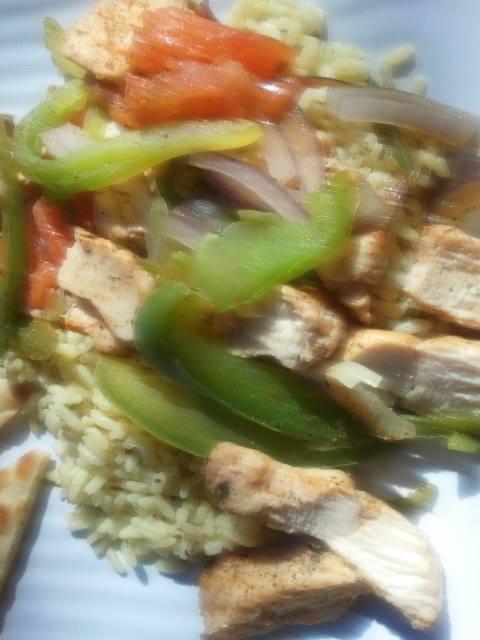 Chicken Skillet (Fajita style) · Fajita style. Served with sauteed onions, green peppers tomatoes and  served with rice or fries, pita and small Athenian salad.