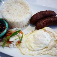 Longsilog · Filipino cured sausage. Served with coffee and garlic fried rice.Coffee will not be included...