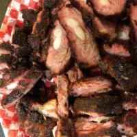 BBQ Rib Tips (subject to sell out early) · 1/2 lb. of tender sliced rib loin trimmings hickory smoked and cornbread.