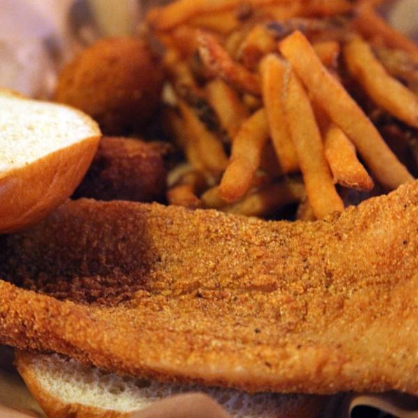 Fish and Meat Platter · Southern fried catfish fillet and your choice of smoked meat. Served with your choice of two sides and homemade cornbread.