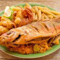 10. Red Snapper Platter · Served with french fries or Cajun rice and coleslaw.