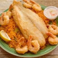 D1. Big Easy Fried Fish and Shrimp Combo Dinner · 10 shrimp and a choice of fish.