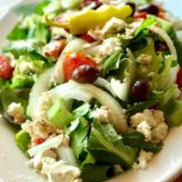 Mediterranean Salad · Romaine, tomato, cucumber, Kalamata olive, pepperoncini, onion, feta cheese, Vito's balsamic...