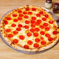 New York Style Thin Crust · Topped with mozzarella cheese and delicious homemade sauce.