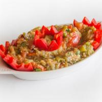 Grilled Eggplant Salad · Grilled eggplant, grilled bell pepper and grilled tomatoes minced with green onion and olive...