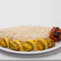 Mahi-mahi (Fish) · Grilled white fish filets. Include rice, grilled tomato and pita bread.