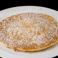 Pancakes · Served with maple or chocolate syrup and topped with powdered sugar and chopped walnuts.