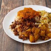 Vegetable Dinner · Served with your choice of rice with peas, cabbage or salad.