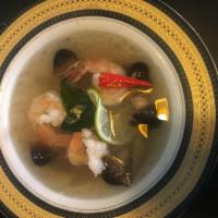 S1. Tom Yum Soup · Hot and sour Thai spices with herb broth. One of the most well-known Thai recipes. Choice of...