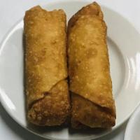 Egg Roll · Stuffed with pork, cabbage and carrot in a crispy shell.