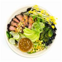 Sesame Beef Salad · Shaking beef, coconut corn, green beans, bean sprouts, street crunch, avocado, lime and fish...