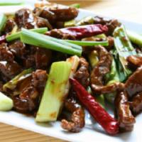 84. Mongolian Beef · Hot and spicy.