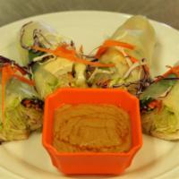 6. Vegan Fresh Roll · 2 pieces. Romaine lettuce, cucumber, carrots and tofu wrapped in rice-paper served with pean...