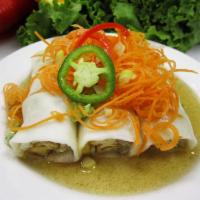 Thai Spring Roll · Bean sprouts, cucumber, scrambled eggs, and tofu wrapped in spring rolls skin.