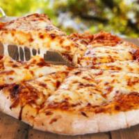 4 Cheese Pizza · Zaytoon red sauce, mozzarella, cheddar, feta and pecorino Romano cheese.