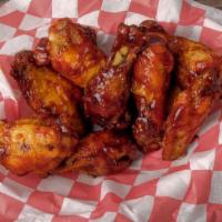 Chicken wings (10) · Hot, Mild, BBQ, or Plain.