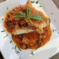 Mozzarella and Carrozza · Served with capers, fresh plum tomato and basil sauce.