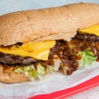 Burger Sub · 2 quarter pound 100% Angus beef burgers (No Hormones, No Antibiotics, No Steroids, Never Fro...
