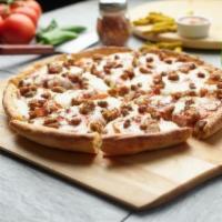 Halal All Meat Pizza Twist · This pizza has our signature red sauce, halal pepperoni, sliced halal chicken, sliced halal ...