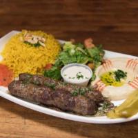 Kafta Plate · Ground beef with chopped onions and parsley, seasoned with blend of spices, served with rice...