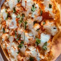 Buffalo Chicken Pie · House Made Fresh Mozzarella Topped With Diced Fried Chicken Finished with Crumbled Imported ...