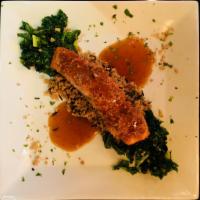 Walnut Crusted Salmon Fillet · Walnut crusted salmon fillet roasted to perfection served over butternut squash risotto and ...